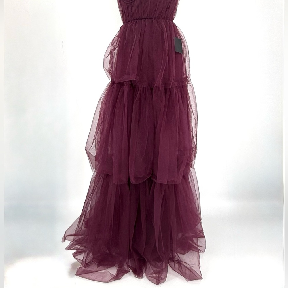 Lulus Unforgettable Poise Tulle‎ Bustier Tiered Maxi Dress, Plum Purple, XS, NWT - Picture 9 of 15
